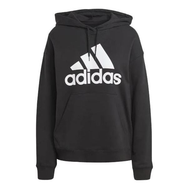 (WMNS) adidas Essentials Big Logo Oversized French Terry Hoodie 'Black' HR4934 sold by KicksCrew
