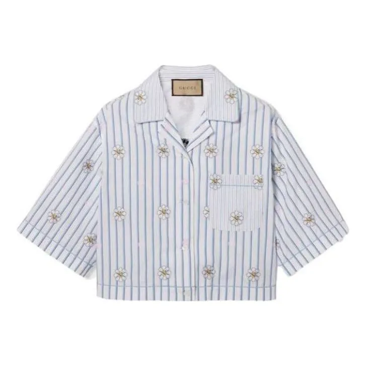 (WMNS) Gucci Interlocking G And Flower Print Shirt 'White Light Blue' 781761-ZAQFF-9241 sold by KicksCrew