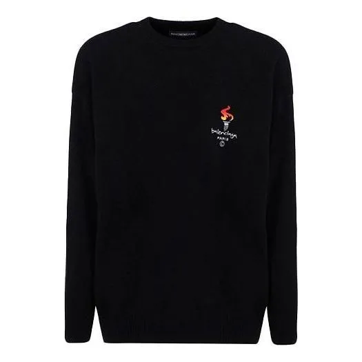 Balenciaga Paris Olympics Crew Neck Sweater 'Black' 621032T41041070 sold by KicksCrew
