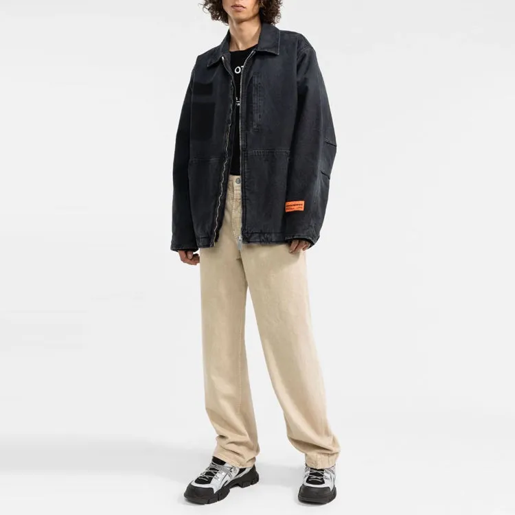 HERON PRESTON Collared Zip-Up Denim Jacket 'Black' HMEA062F21FAB00110001000 sold by KicksCrew product image thumbnail 3