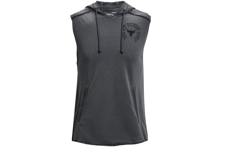 Under Armour Project Rock Terry Snake Sleeveless Hoodie 'Pitch Grey' 1361743-012 sold by KicksCrew product image thumbnail 2