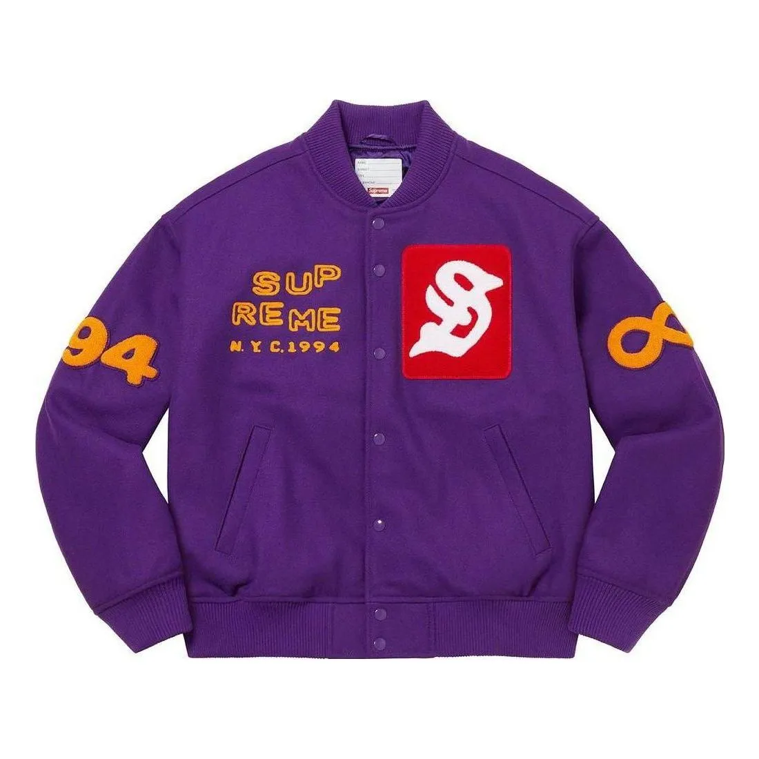 Supreme Tourist Varsity Jacket 'Purple Yellow Red' SUP-SS23-114 sold by KicksCrew