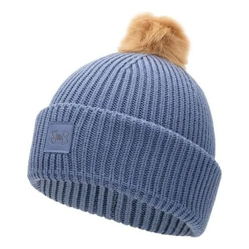 (WMNS) Under Armour ColdGear Infrared Halftime Ribbed Pom Beanie 'Blue' 1373098-767 sold by KicksCrew