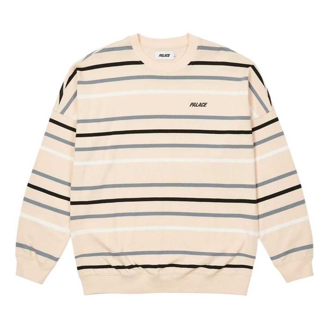 Palace Stripe Drop Shoulder Crew 'Stone' P22ES064 sold by KicksCrew