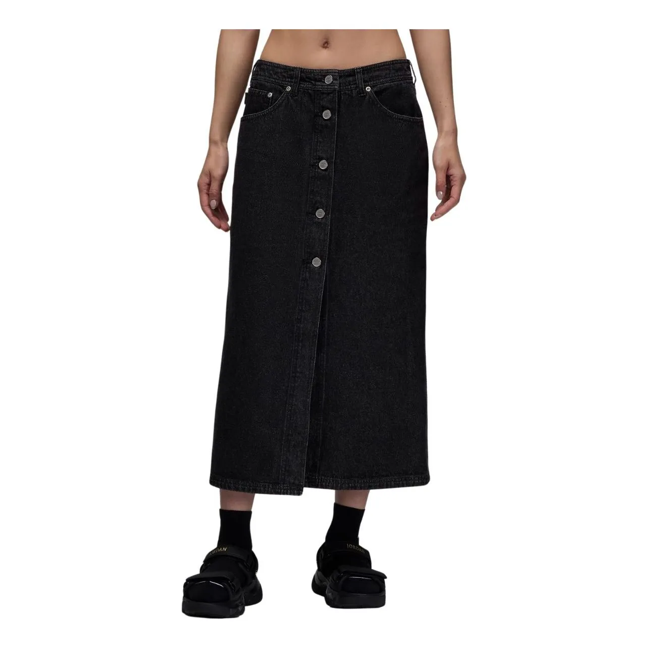 (WMNS) Air Jordan Denim Skirt Asia Sizing 'Black' FV7096-010 sold by KicksCrew