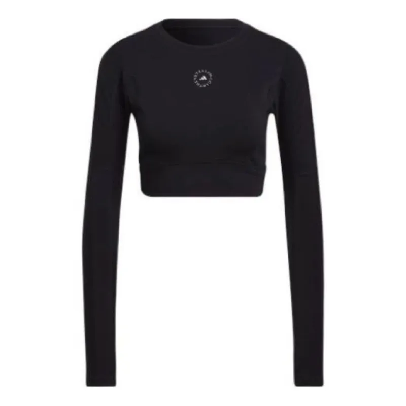 (WMNS) adidas by Stella McCartney TrueStrength Cropped Long Sleeve T-Shirt 'Black' HB6074 sold by KicksCrew