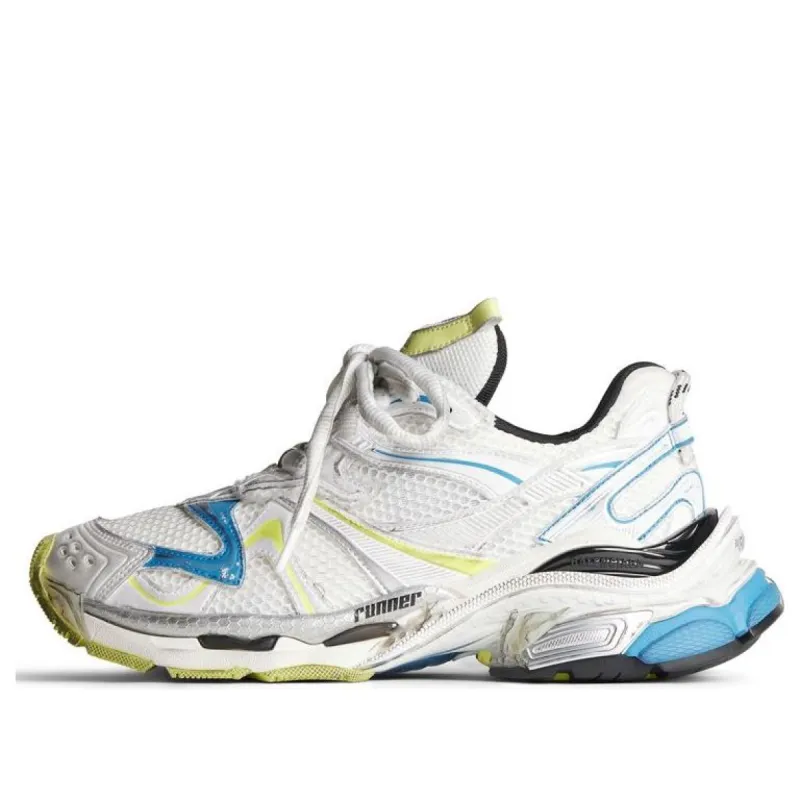 Balenciaga Runner 2.0 Sneakers 'White Yellow and Blue Mesh and Polyurethane' 779066W3RXP9074 sold by KicksCrew