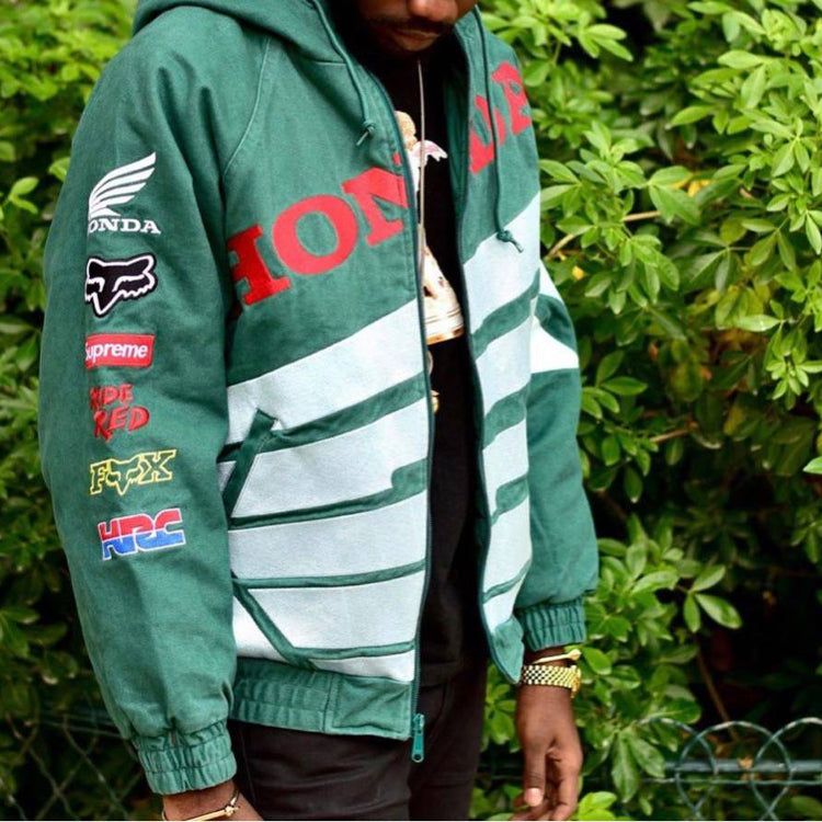 Supreme x Honda Fox Racing Puffy Zip Up Jacket 'Green' SUP