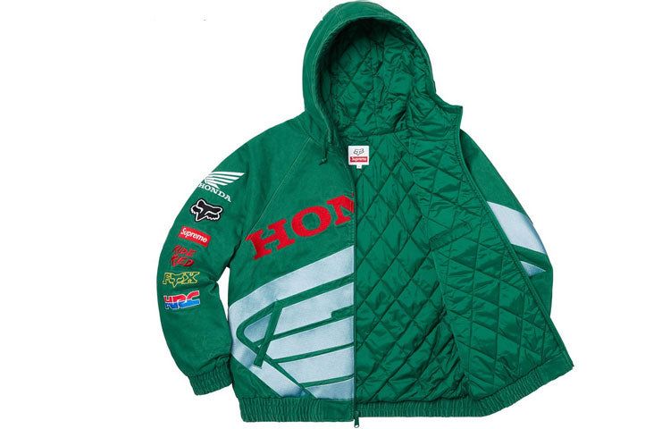 Supreme x Honda Fox Racing Puffy Zip Up Jacket 'Green' SUP