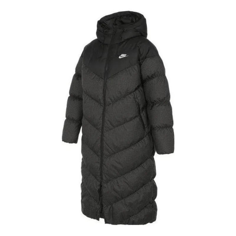 (WMNS) Nike Sports Loose Casual Long Hooded Down Jacket 'Black' FD8213-010 sold by KicksCrew