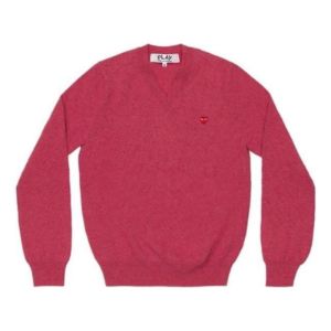 COMME des GARCONS PLAY V-Neck Pullover With Small Red Heart 'Pink' AZ-N078-051-4 sold by KicksCrew
