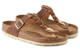 Birkenstock Gizeh Braided Waxy Leather Narrow Fit Sandals 'Cognac' 1021336 sold by KicksCrew