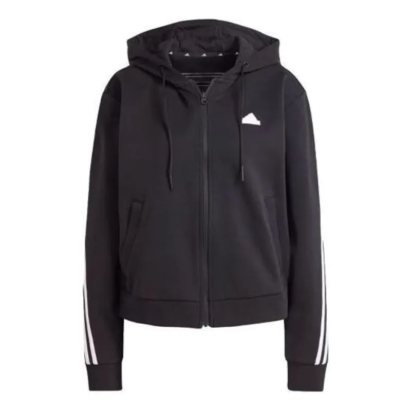(WMNS) adidas Future Icons 3-Stripes Full Zip Hoodie 'Black' IN9475 sold by KicksCrew