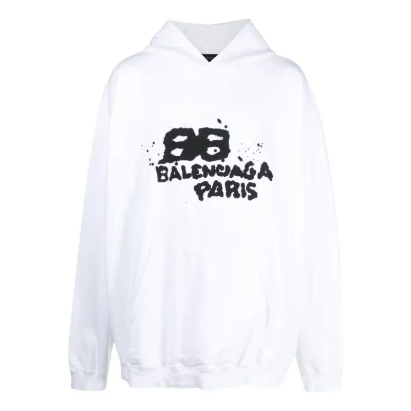 Balenciaga Hand-Drawn BB Icon Hoodie Large Fit 'White' 620973TNVQ19040 sold by KicksCrew