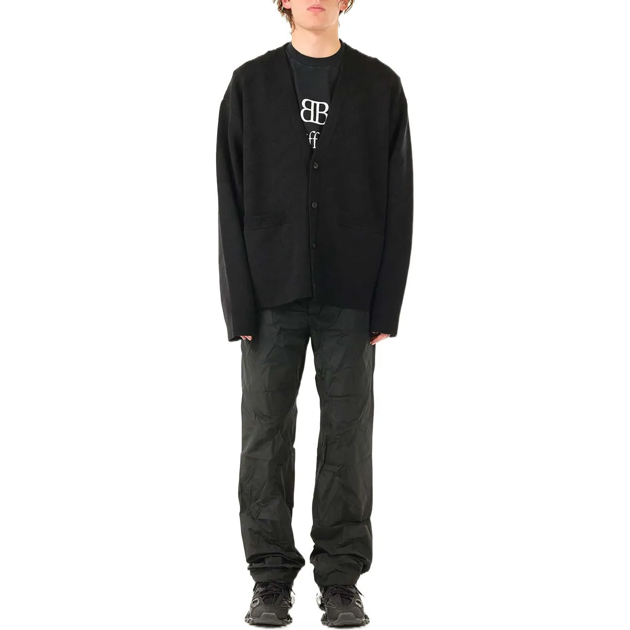 Balenciaga Tonal All Over Logo Cardigan 'Black' 720058T16611000 sold by KicksCrew product image thumbnail 3