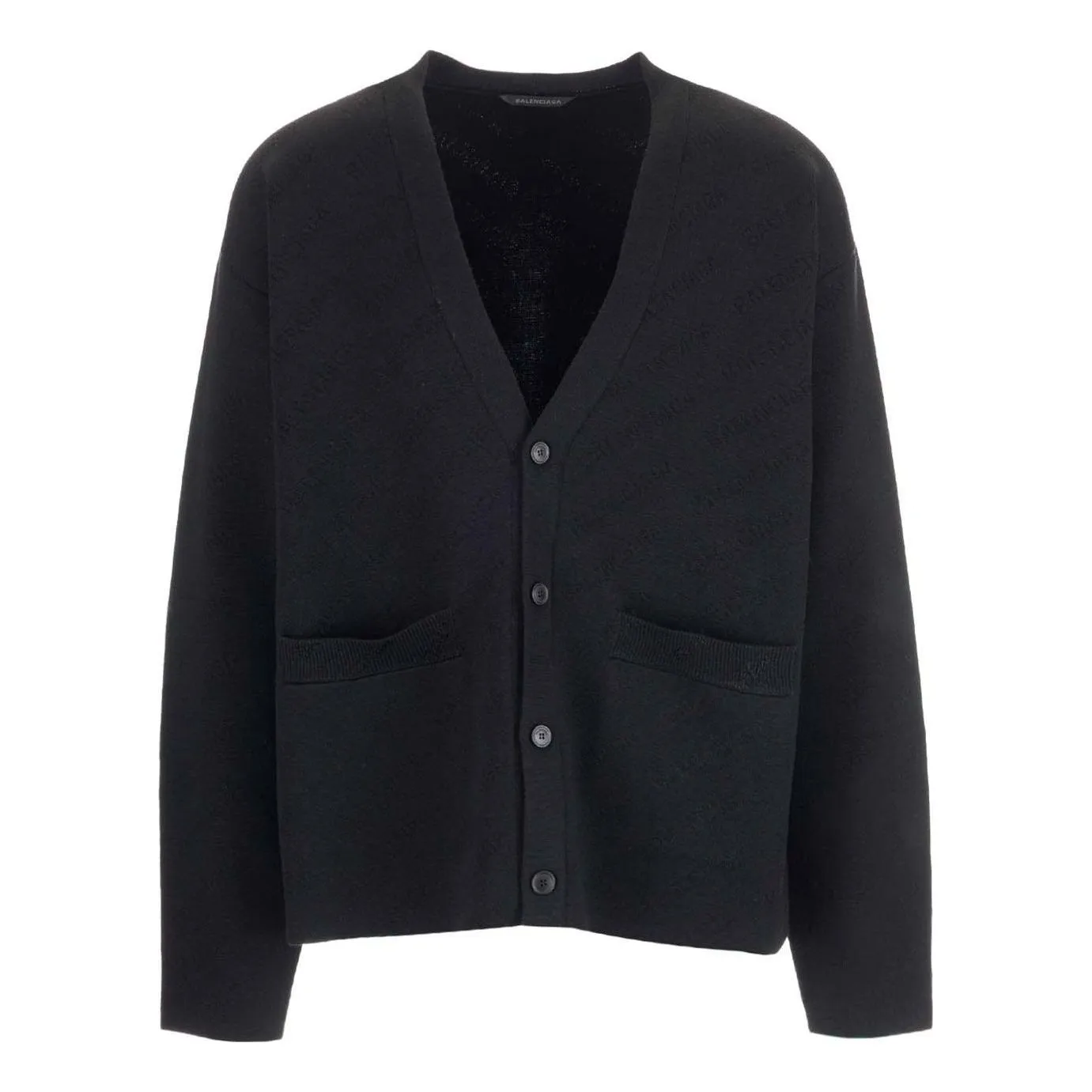 Balenciaga Tonal All Over Logo Cardigan 'Black' 720058T16611000 sold by KicksCrew