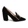 (WMNS) PRADA Fringed Buckle Suede Pointy Pumps 'Black' 1S773L_008_F0002_F_085 sold by KicksCrew