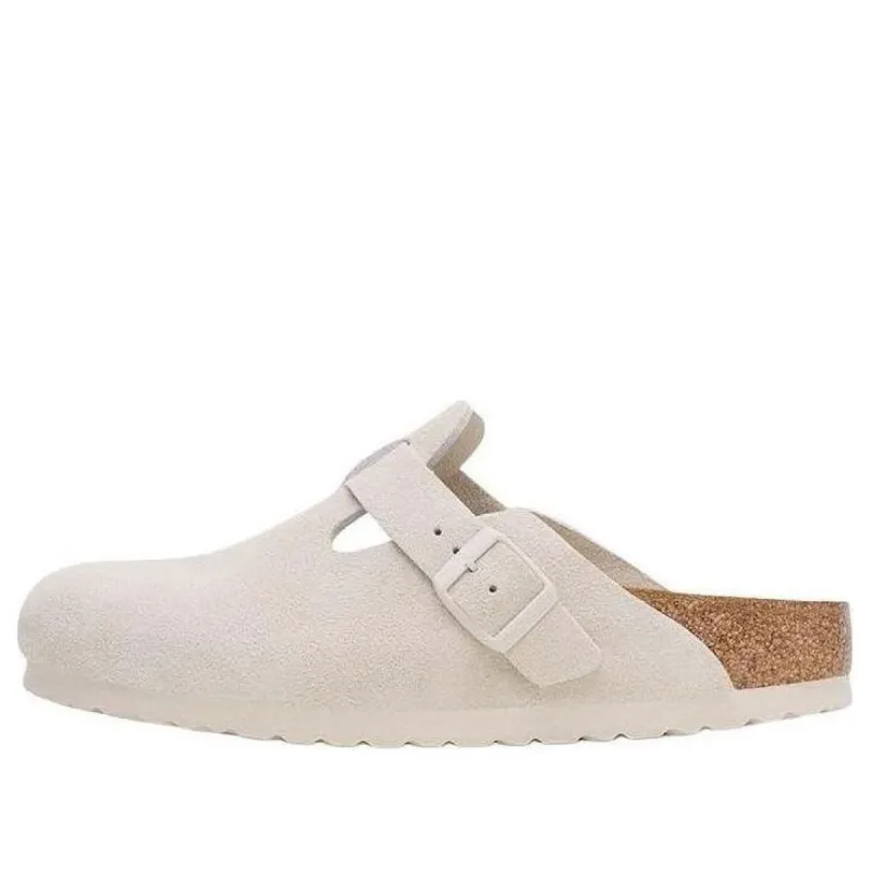 Birkenstock Boston Soft Footbed Suede Leather Narrow Fit Sandals 'Antique White' 1027693 sold by KicksCrew