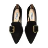 (WMNS) PRADA Fringed Buckle Suede Pointy Pumps 'Black' 1S773L_008_F0002_F_085 sold by KicksCrew