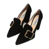 (WMNS) PRADA Fringed Buckle Suede Pointy Pumps 'Black' 1S773L_008_F0002_F_085 sold by KicksCrew