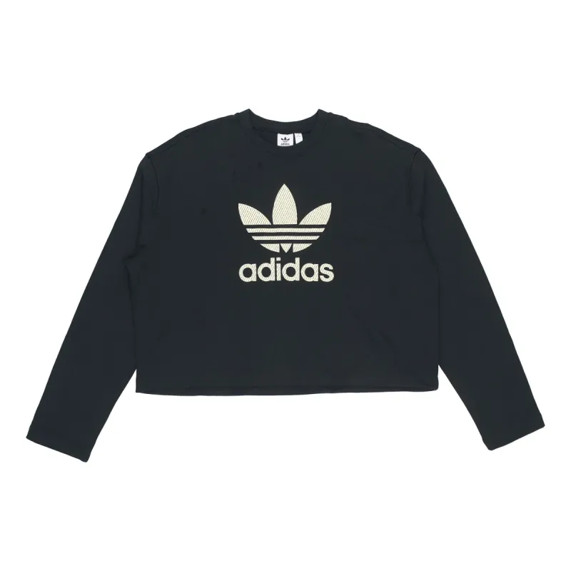 (WMNS) Adidas Premium Logo Crew Sweatshirt 'Black' FM2623 sold by KicksCrew