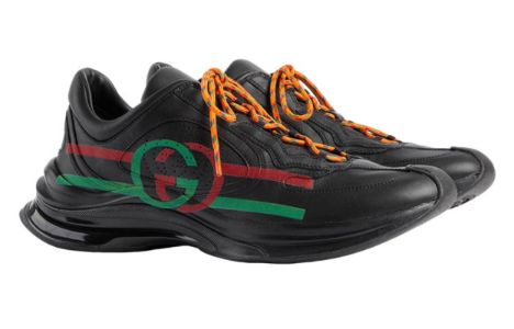 GUCCI Run Side-Stripe Lace-Up Sneakers 'Black Red Green' 721111-UHH20-1000 sold by KicksCrew