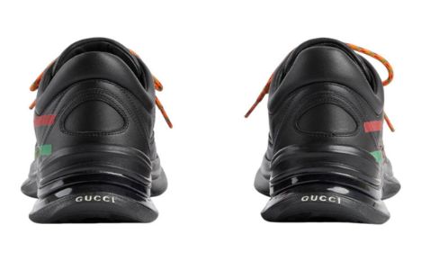 GUCCI Run Side-Stripe Lace-Up Sneakers 'Black Red Green' 721111-UHH20-1000 sold by KicksCrew