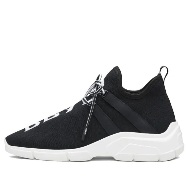 (WMNS) PRADA Knit Logo Sneakers 'Black' 1E344L_3V98_F0967_F_015 sold by KicksCrew