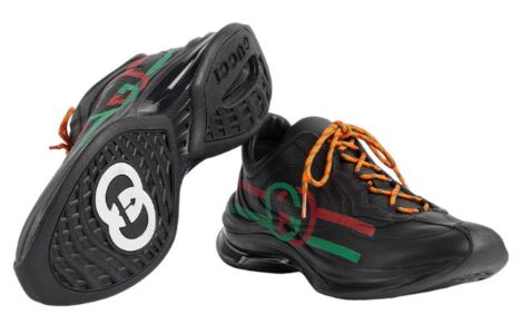 GUCCI Run Side-Stripe Lace-Up Sneakers 'Black Red Green' 721111-UHH20-1000 sold by KicksCrew