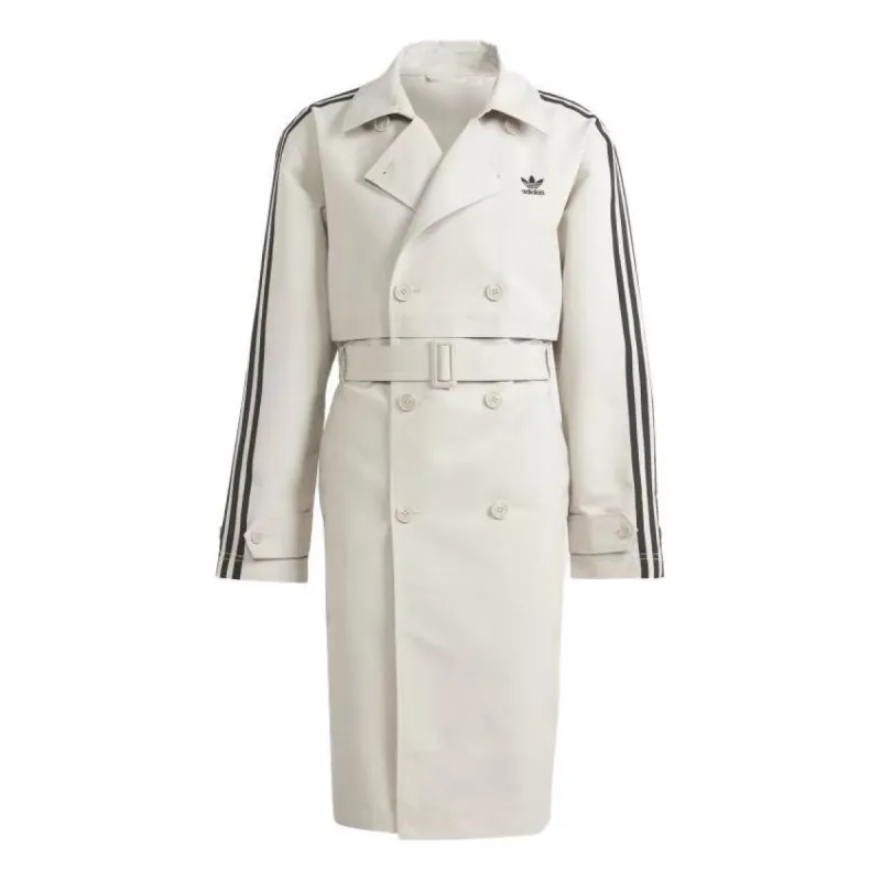Adidas 3-Stripes Street Style Long Logo Trench Coat 'Beige' IL2492 sold by KicksCrew