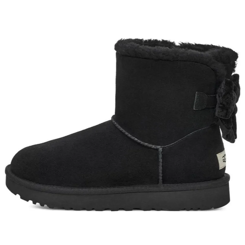 (WMNS) UGG Mini Bailey Bow Crushed Velvet Boot 'Black' 1138172-BLK sold by KicksCrew