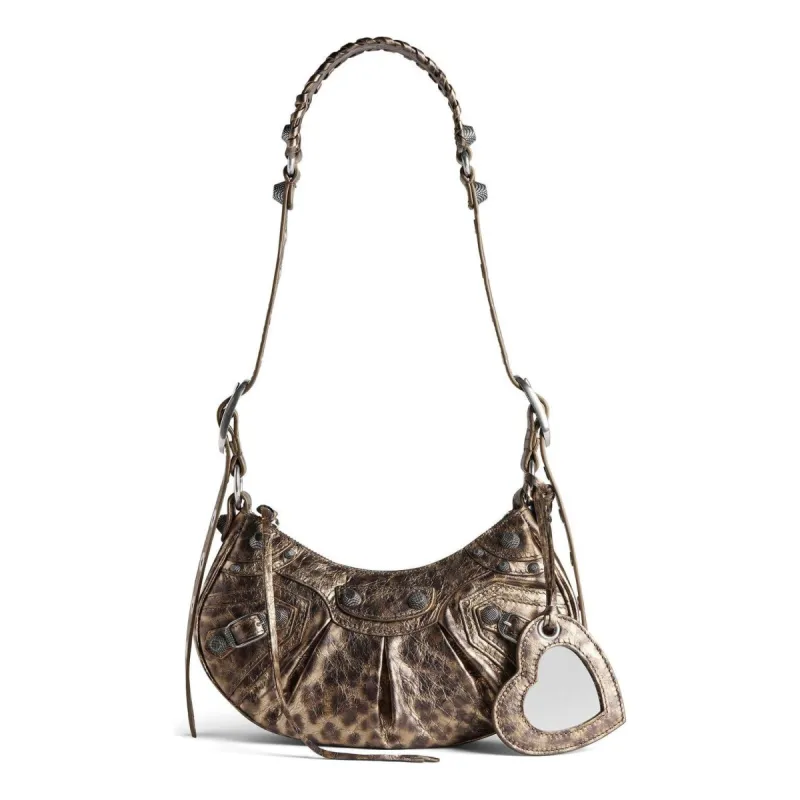 (WMNS) Balenciaga Le Cagole XS Shoulder Bag Metallized With Leopard Print 'Brown' 6713092AAV72529 sold by KicksCrew