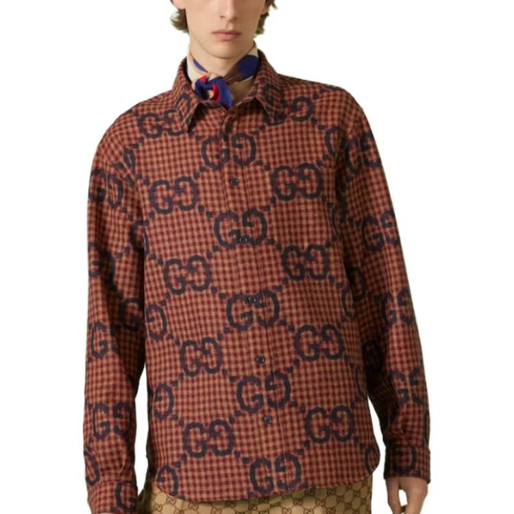 Gucci Maxi GG Gingham Wool Shirt 'Red Blue' 756842-ZAOBM-6253 sold by KicksCrew product image thumbnail 3