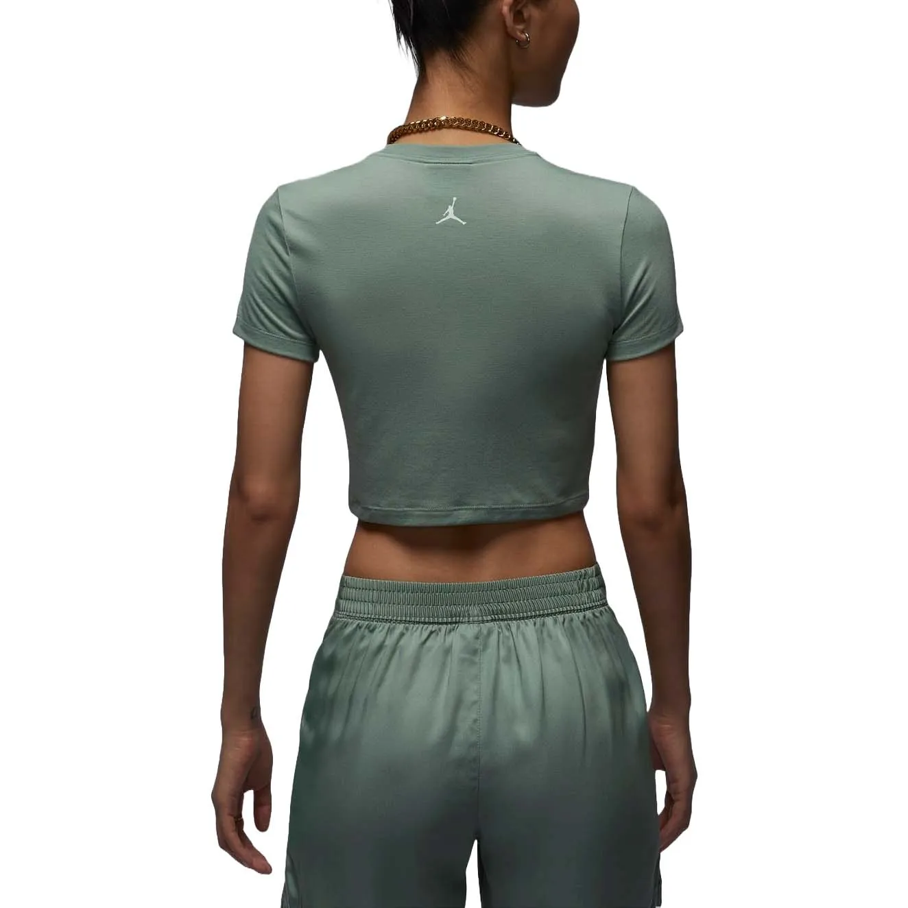 (WMNS) Air Jordan Graphic Slim Fit Crop T-shirt Asia Sizing 'Light Green' FN5721-304 sold by KicksCrew product image thumbnail 2