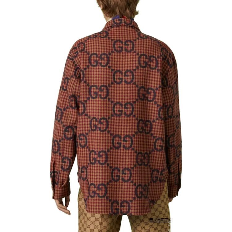 Gucci Maxi GG Gingham Wool Shirt 'Red Blue' 756842-ZAOBM-6253 sold by KicksCrew product image thumbnail 4