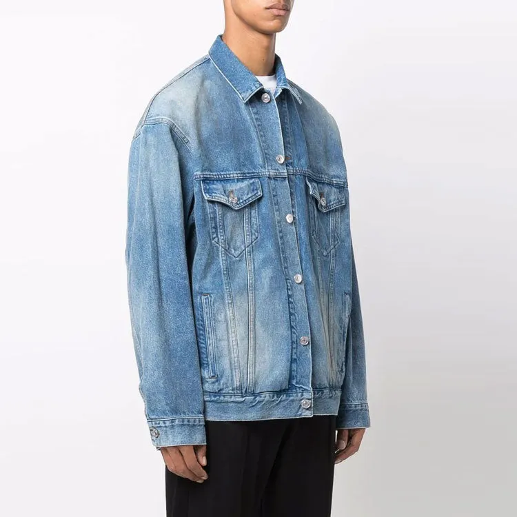 Balenciaga BB Sprayed Denim Jacket Large Fit 'Electric Blue Fuchsia' 678354TCW030406 sold by KicksCrew product image thumbnail 5