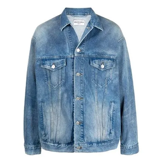 Balenciaga BB Sprayed Denim Jacket Large Fit 'Electric Blue Fuchsia' 678354TCW030406 sold by KicksCrew