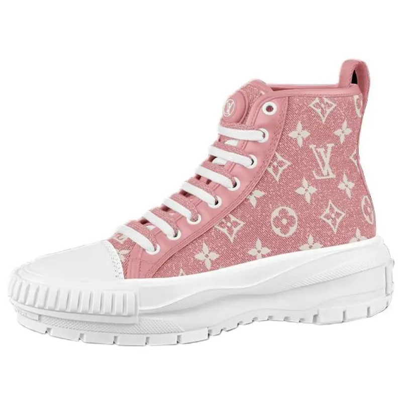 (WMNS) LOUIS VUITTON LV Squad Ankle Sneakers 'Pink Monogram' 1A9S1G sold by KicksCrew