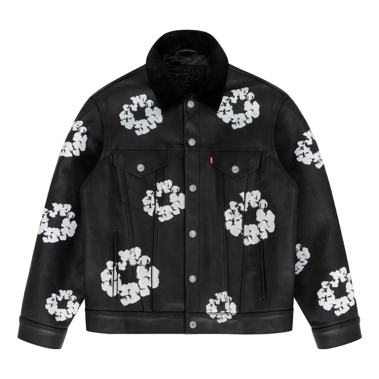 Denim Tears x Levi's FW23 Leather Cotton Wreath Type Iii Jacket 'Black' A5613-0000 sold by KicksCrew