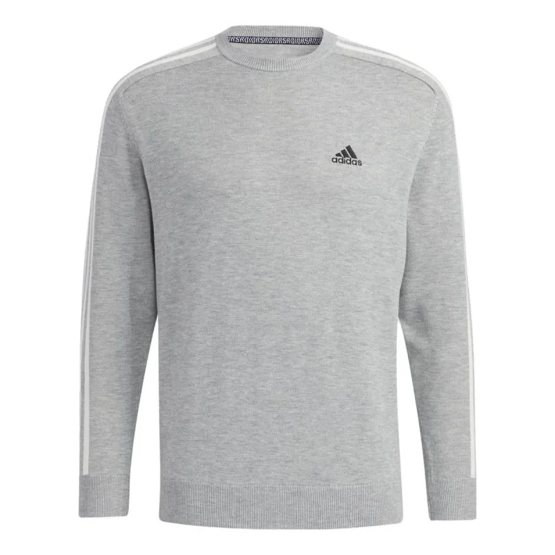 adidas 3-Stripes Long Sleeve Crew Neck Sweater 'Grey' GV1202 sold by KicksCrew