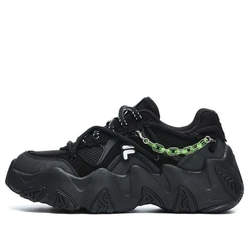 (WMNS) FILA FUSION Fashion Chain Sneakers 'Black Green' T12W241303FBK sold by KicksCrew