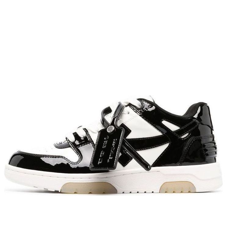 Off-White Out Of Office Low-Top Patent Sneaker 'Black White' OMIA189F22LEA0060110 sold by KicksCrew
