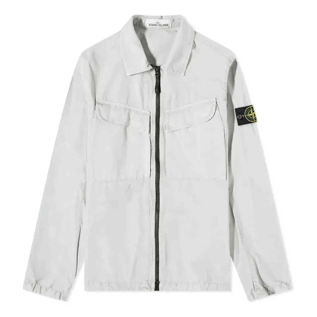 STONE ISLAND Brushed Cotton Canvas Zip Overshirt 'Pearl Grey' 7715101WN-V0161 sold by KicksCrew