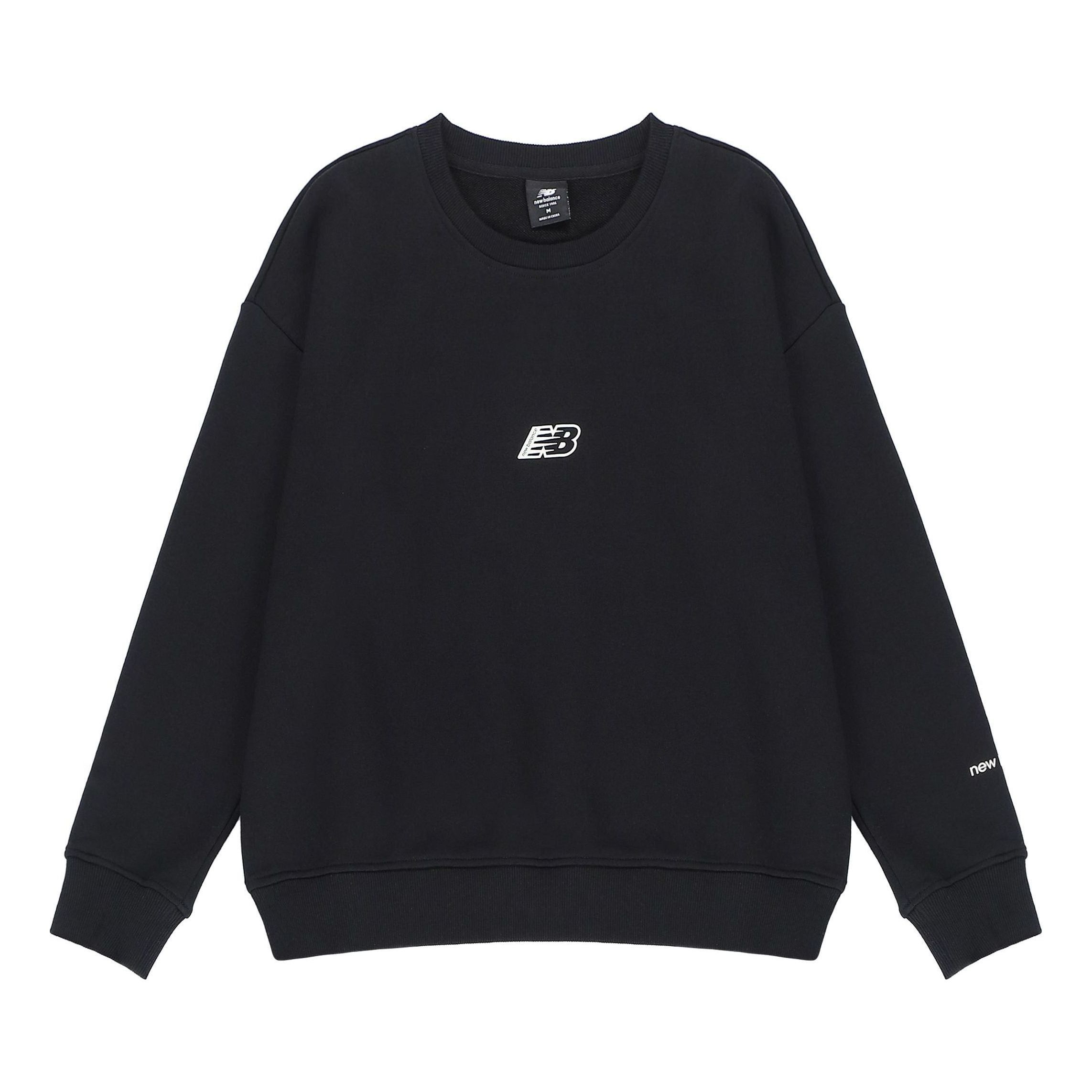 (WMNS) New Balance Essentials Sweatshirt 'Black White' AWT23514-BK sold by KicksCrew