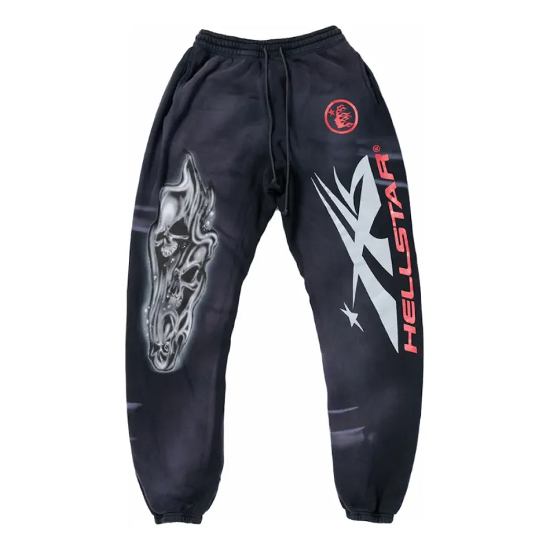 Hellstar Airbrushed Skull Closed Elastic Bottom Sweatpants 'Dark Grey' HSASCB287 sold by KicksCrew