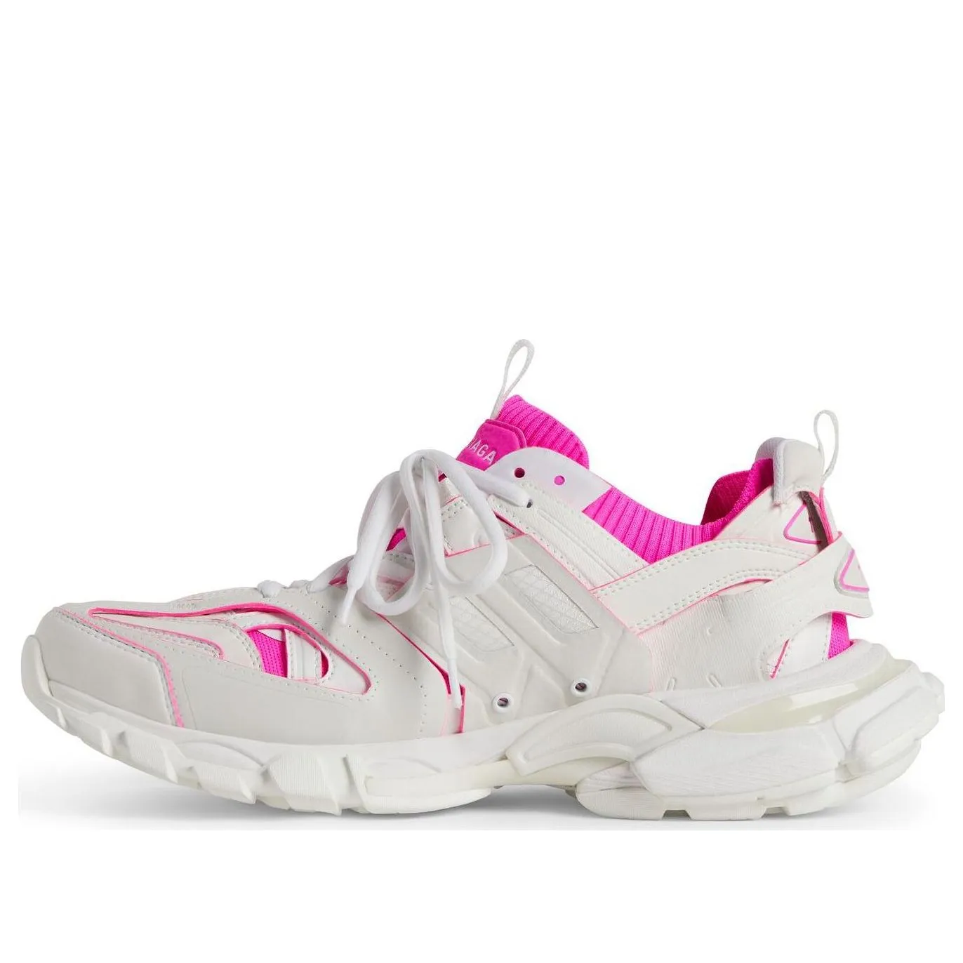 (WMNS) Balenciaga Track Sock Sneakers 'White and Neon Pink Knit and Nylon' 736328W3SKC9055 sold by KicksCrew