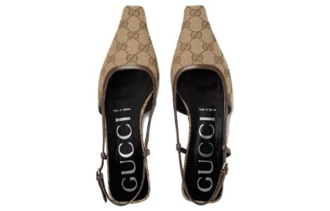 (WMNS) Gucci GG Slingback Ballet Flat 'Beige Ebony' 762420-KY980-9763 sold by KicksCrew