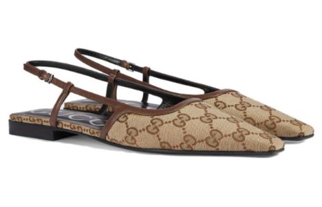 (WMNS) Gucci GG Slingback Ballet Flat 'Beige Ebony' 762420-KY980-9763 sold by KicksCrew
