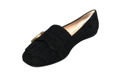 (WMNS) Gucci Marmont Fringe Suede Ballet Flats 'Black' 454299-C2000-1000 sold by KicksCrew