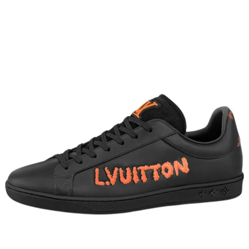 LOUIS VUITTON LV Luxembourg Samothrace Sneakers 'Black with Orange' 1A9JCP sold by KicksCrew